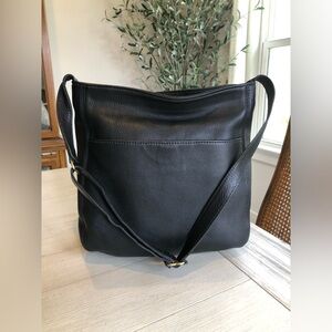 Vintage Coach Sonoma Pocket Shopper Grained Black Leather Shoulder Bag #4920